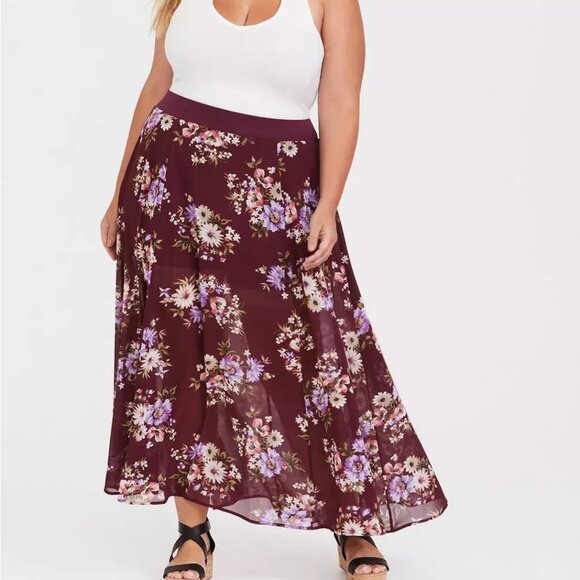 Like New Torrid Maxi Chiffon High Waisted Skirt - Picture 1 of 8